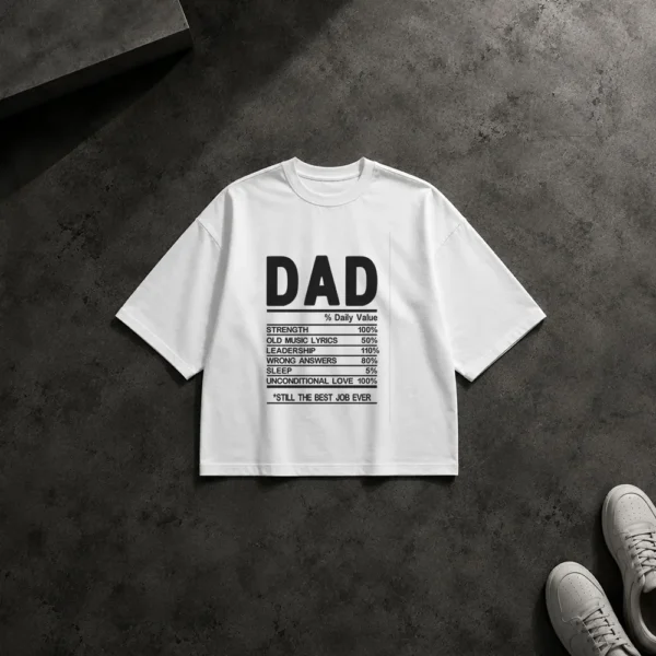 تیشرت باکسی پدر طرح جدول ارزش روزانه Dad کد po2481