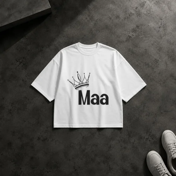 تیشرت باکسی مادر طرح Maa با تاج کد po2484
