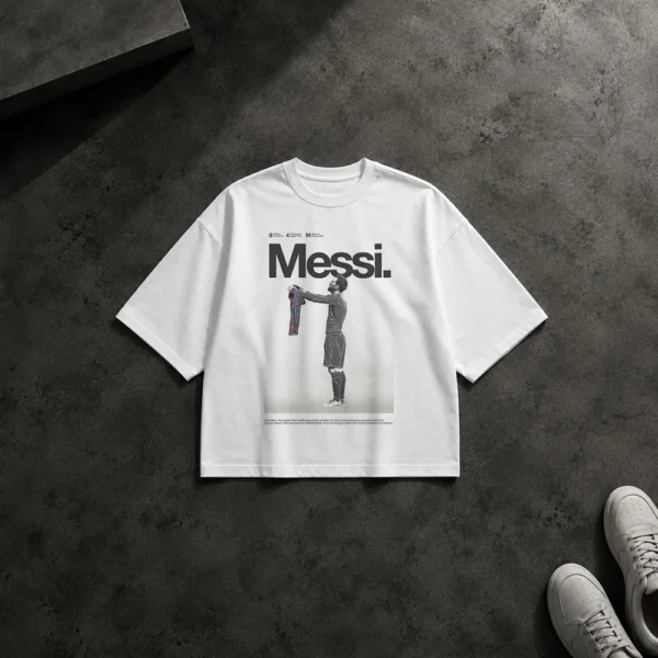 تیشرت باکسی لیونل مسی طرح پوستر فوتبالی (Lionel Messi) کد po2491