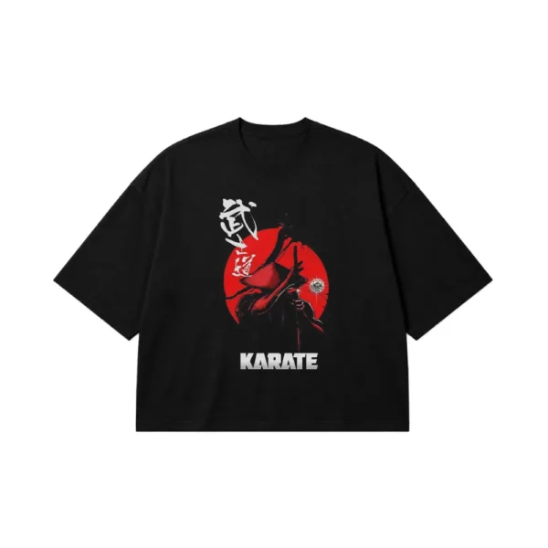تیشرت باکسی رزمی طرح کاراته‌کار و خورشید سرخ (Karate) کد po2574
