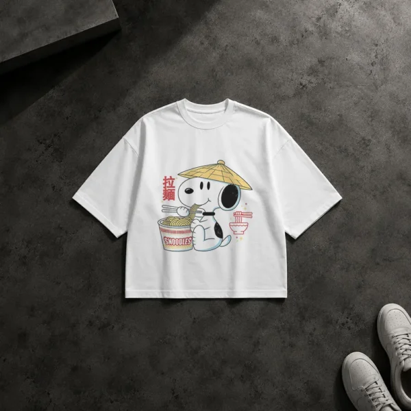 تیشرت باکسی اسنوپی طرح نودل و رامِن (Snoopy) کد po2610