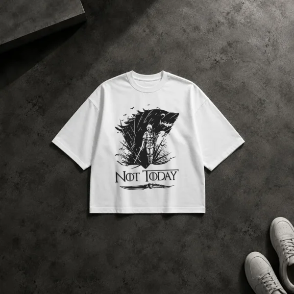تیشرت باکسی بازی تاج‌وتخت طرح آریا استارک Not Today (Arya Stark) کد po2612
