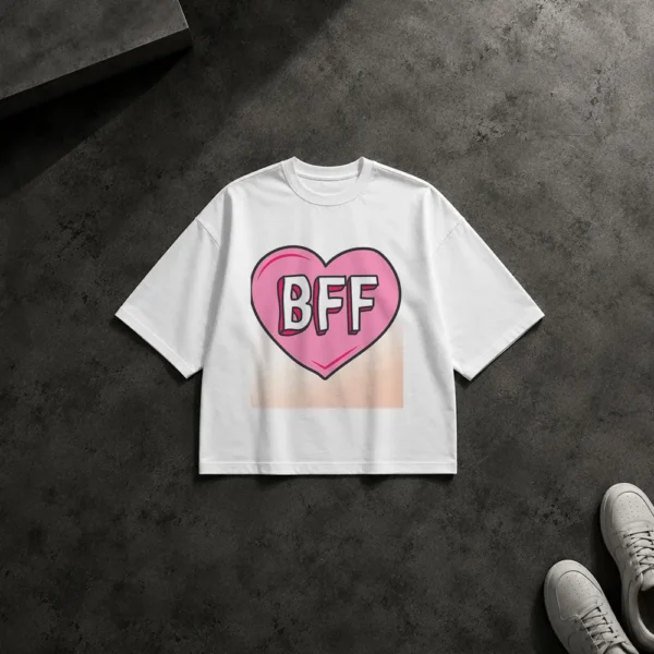 تیشرت باکسی بهترین دوست طرح قلب BFF کد po2662