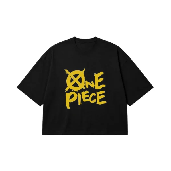 تیشرت باکسی انیمه وان پیس طرح لوگوی کلاه حصیری (One Piece) کد po2709