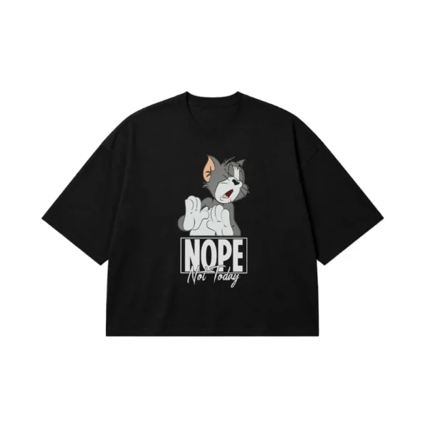 تیشرت باکسی تام و جری طرح تام و نوشته Nope کد po2762