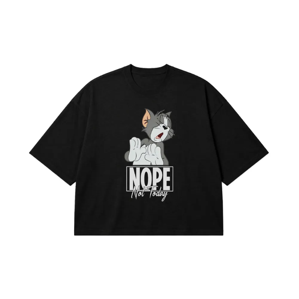 تیشرت باکسی تام و جری طرح تام و نوشته Nope کد po2762