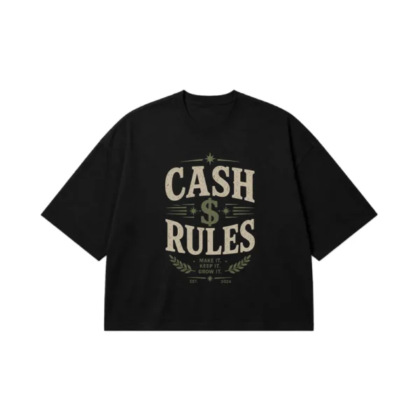 تیشرت باکسی نوشته پول فرمانروایی می‌کند (Cash Rules) کد po2789