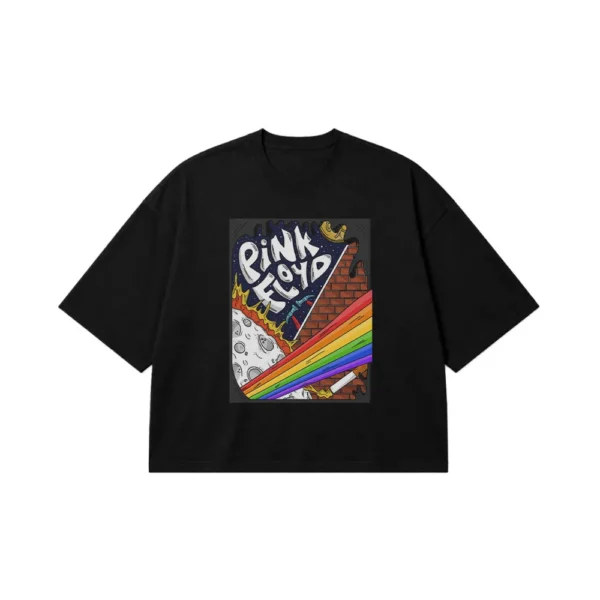 تیشرت باکسی پینک فلوید طرح منشور رنگین‌کمان (Pink Floyd) کد po2819