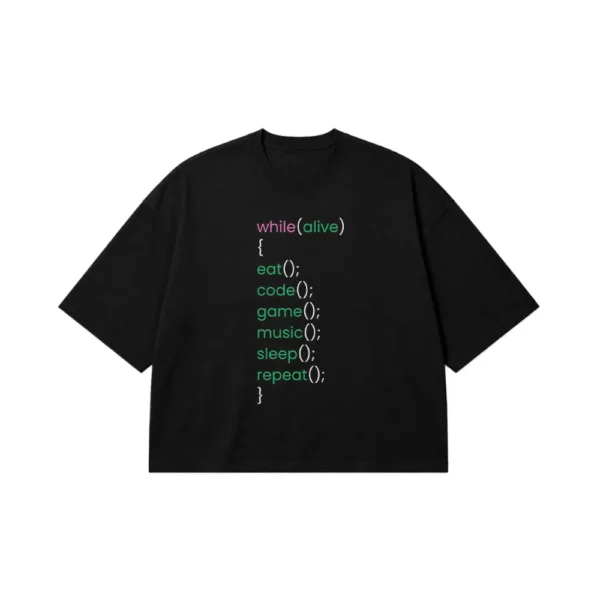تیشرت باکسی برنامه‌نویسی طرح چرخه زندگی کدنویس (Coding) کد po2835