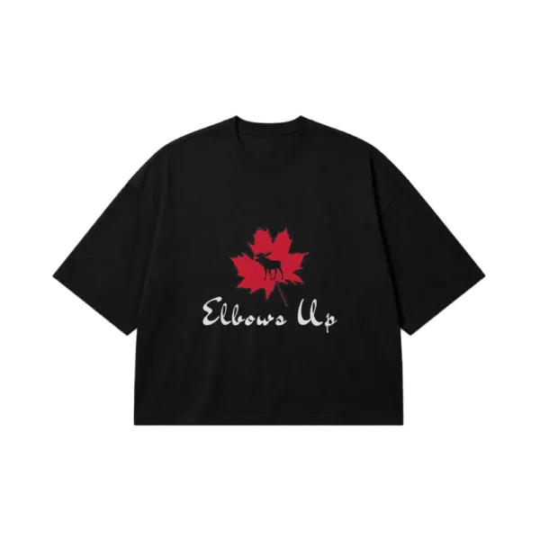 تیشرت باکسی کانادا طرح برگ افرا و Elbows Up کد po290