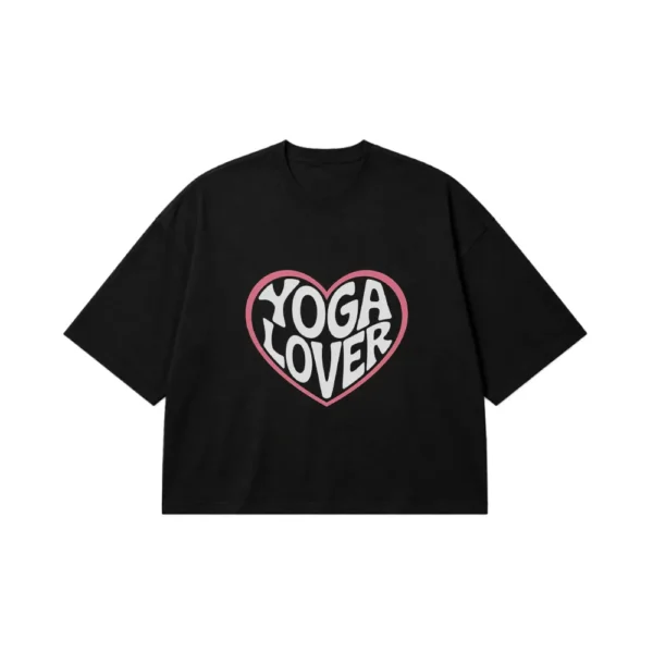 تیشرت باکسی طرح قلب Yoga Lover کد po2926