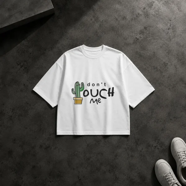 تیشرت باکسی کاکتوس طرح Don’t Touch Me کد po3035