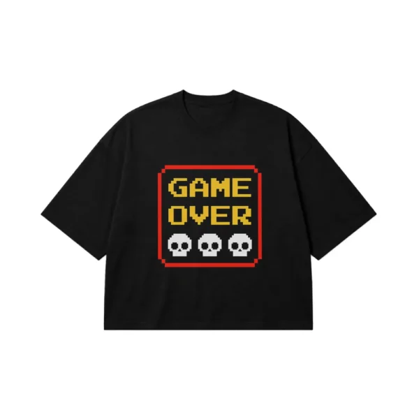 تیشرت باکسی گیمینگ طرح پیکسلی Game Over کد po3114