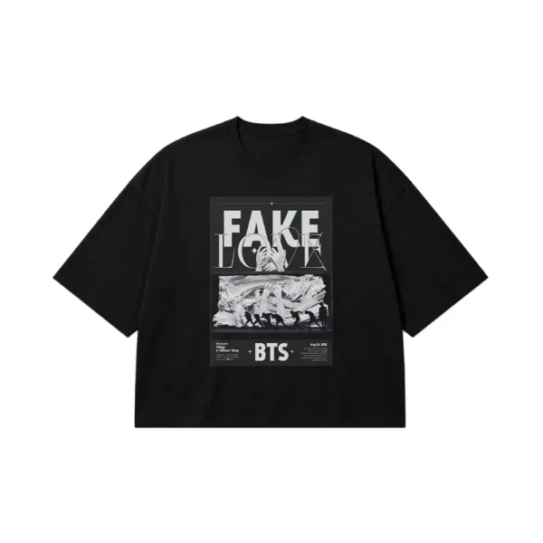 تیشرت باکسی بی‌تی‌اس طرح Fake و کلاژ اعضا (BTS) کد po3161