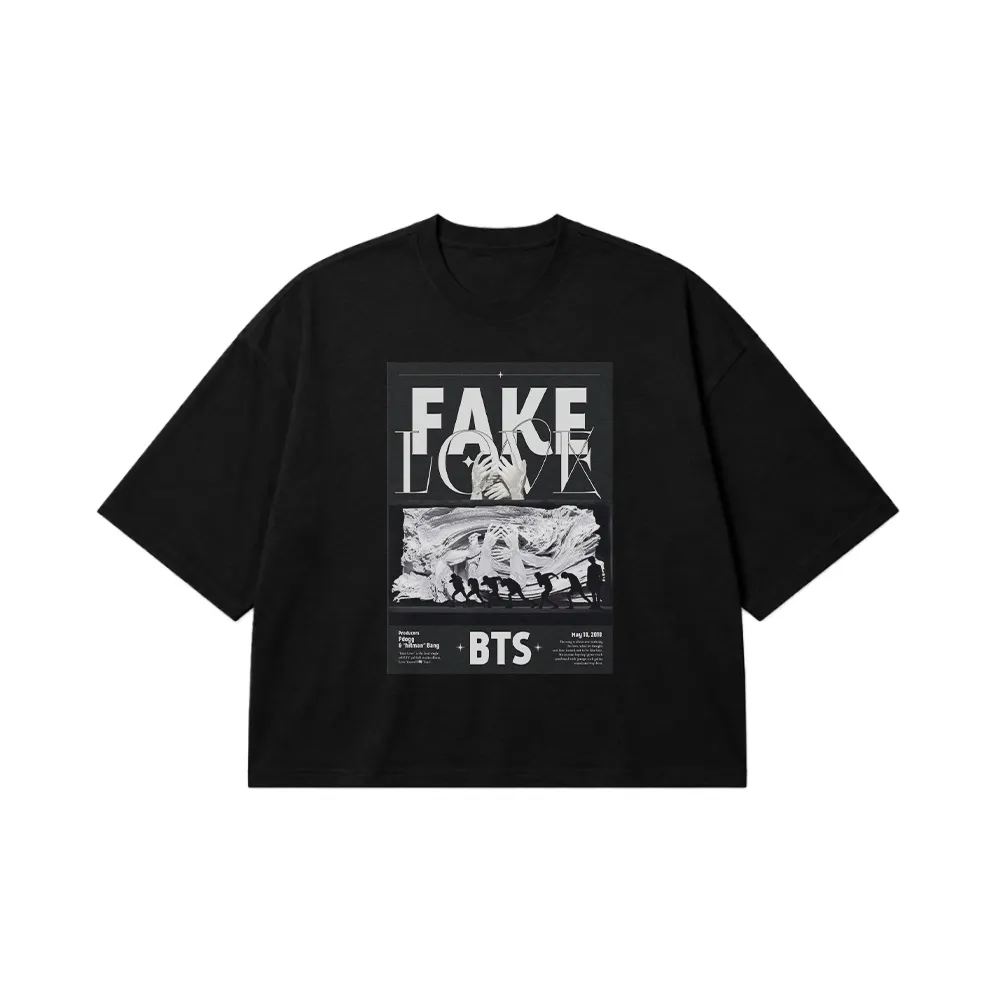 تیشرت باکسی بی‌تی‌اس طرح Fake و کلاژ اعضا (BTS) کد po3161