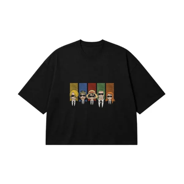 تیشرت باکسی انیمه وان پیس طرح گروه کلاه حصیری (Straw Hat Crew) کد po3174