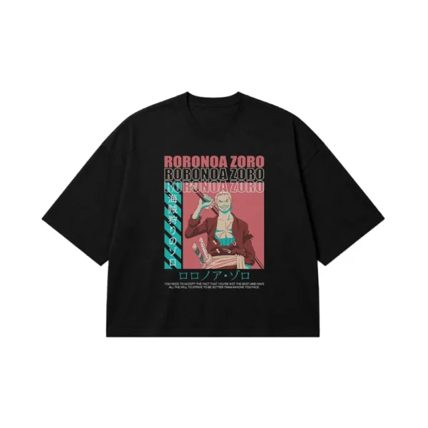 تیشرت باکسی انیمه وان پیس طرح رورونوا زورو (Roronoa Zoro) کد po3189