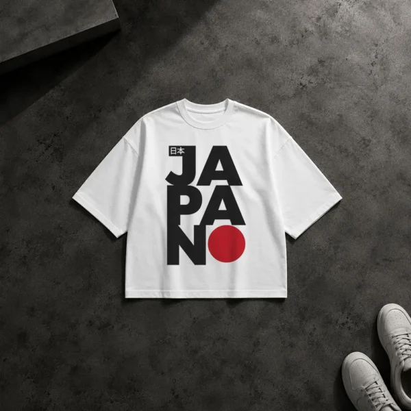 تیشرت باکسی ژاپن طرح تایپوگرافی مینیمال JAPAN کد po3208