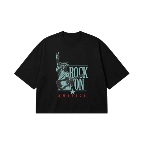 تیشرت باکسی موسیقی راک طرح Rock On America کد po3262
