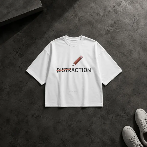 تیشرت باکسی انگیزشی طرح حذف حواس‌پرتی (Distraction) کد po3343