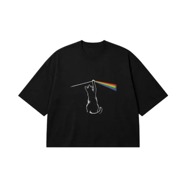 تیشرت باکسی پینک فلوید طرح گربه و منشور (Pink Floyd) کد po3351