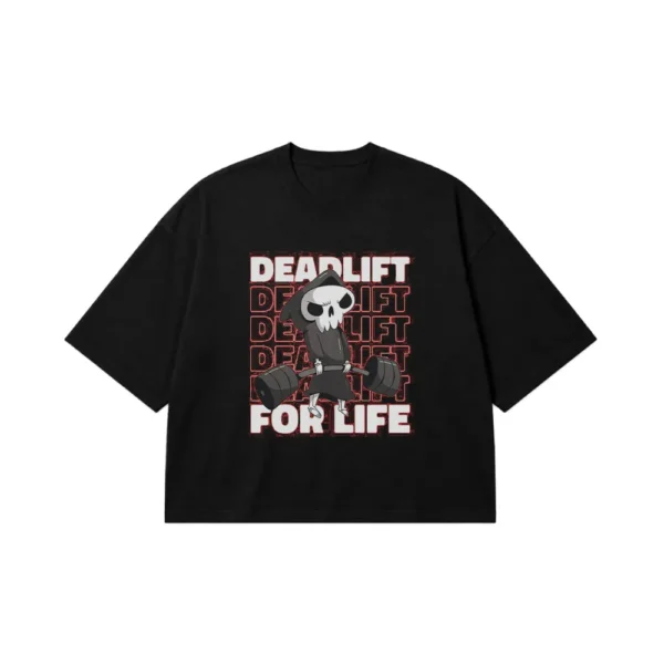 تیشرت باکسی بدنسازی طرح جمجمه Deadlift for Life کد po3359