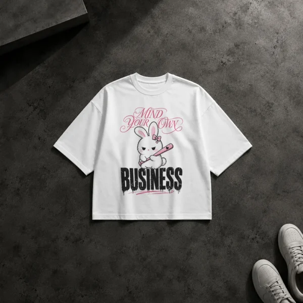 تیشرت باکسی خرگوش طرح Mind Your Own Business کد po3369