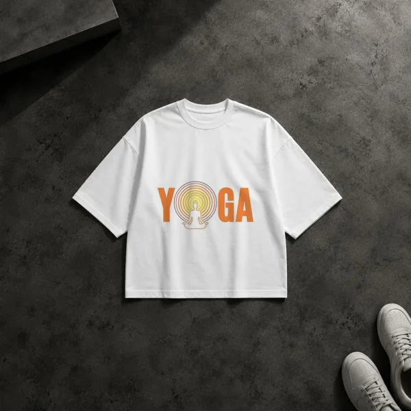 تیشرت باکسی یوگا طرح مدیتیشن مینیمال (Yoga) کد po3391