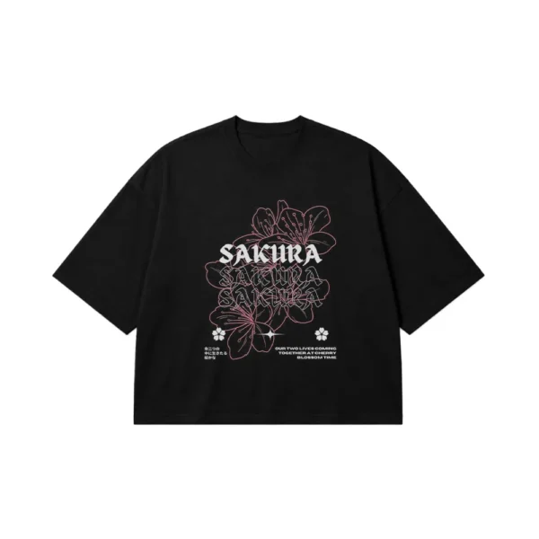 تیشرت باکسی شکوفه گیلاس ژاپنی طرح ساکورا (Sakura) کد po340