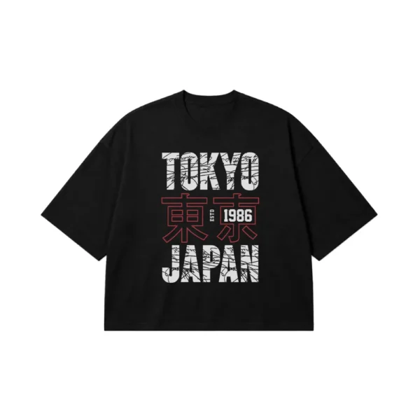 تیشرت باکسی ژاپن طرح Tokyo 1986 تایپوگرافی رترو کد po3403