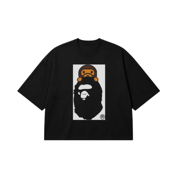 تیشرت باکسی برند بیپ طرح لوگوی میمون (BAPE) کد po3507