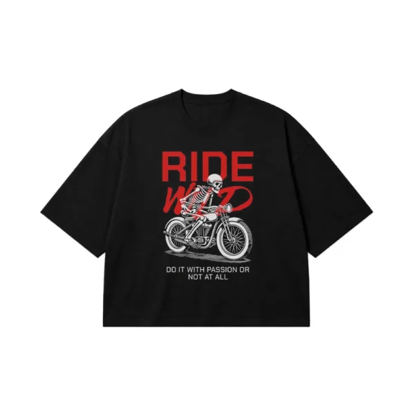تیشرت باکسی موتورسواری طرح Ride With Passion کد po3511