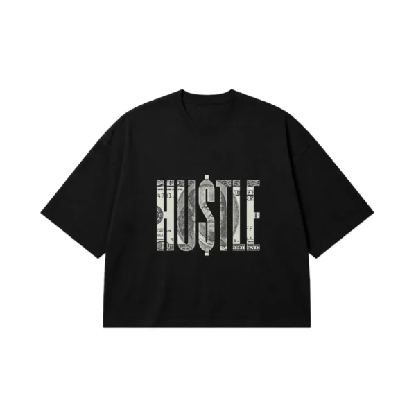 تیشرت باکسی انگیزشی طرح Hustle تایپوگرافی کد po3516