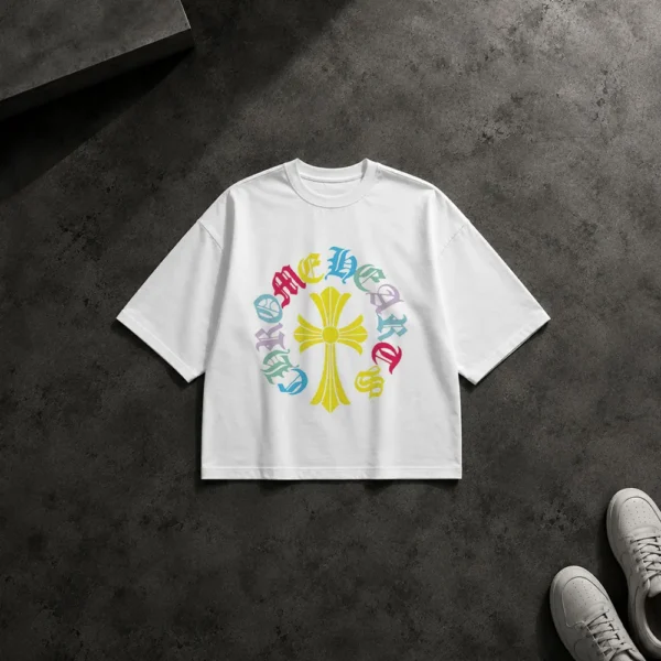 تیشرت باکسی کروم هارتس طرح صلیب رنگی (Chrome Hearts) کد po353