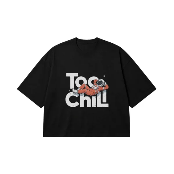 تیشرت باکسی گربه کارتونی طرح Too Chill کد po3569