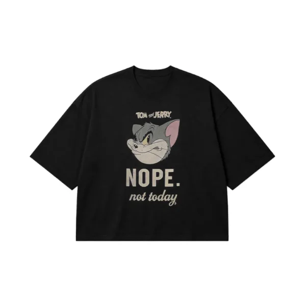 تیشرت باکسی تام و جری طرح Nope Not Today کد po3586