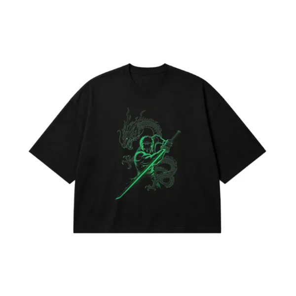 تیشرت باکسی انیمه وان پیس طرح زورو و اژدها (Roronoa Zoro) کد po3604