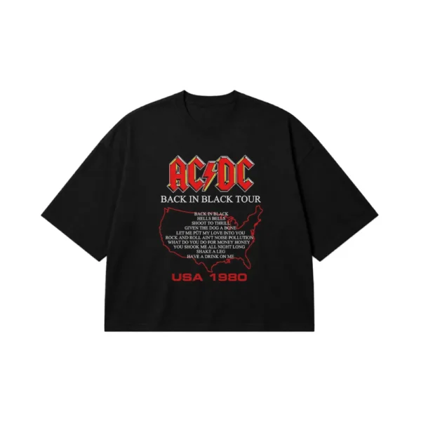 تیشرت باکسی ای‌سی دی‌سی طرح Back in Black Tour (AC/DC) کد po3609