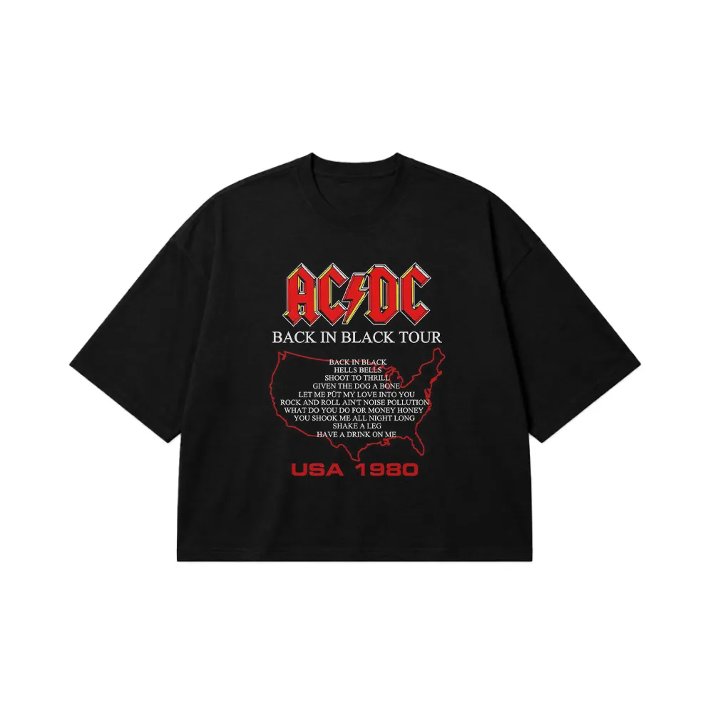 تیشرت باکسی ای‌سی دی‌سی طرح Back in Black Tour (AC/DC) کد po3609