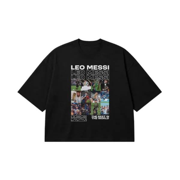 تیشرت باکسی لیونل مسی طرح کلاژ فوتبالی (Leo Messi) کد po3655