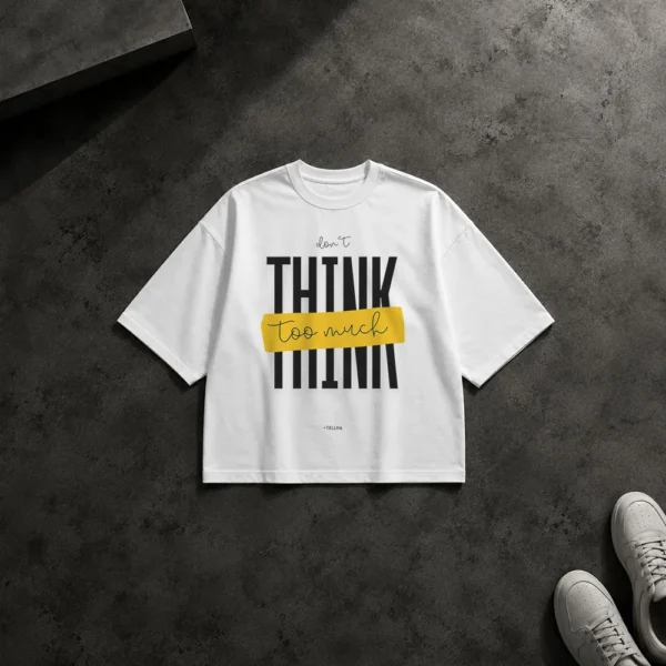 تیشرت باکسی نوشته Don’t Think Too Much کد po3668