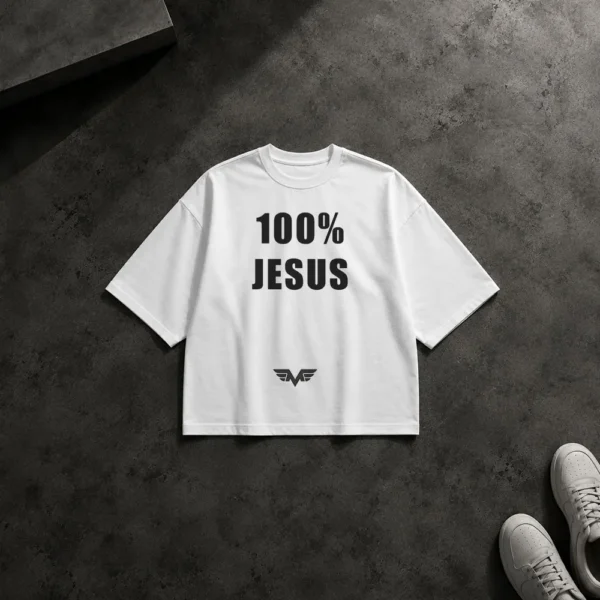 تیشرت باکسی نوشته 100% Jesus کد po3700