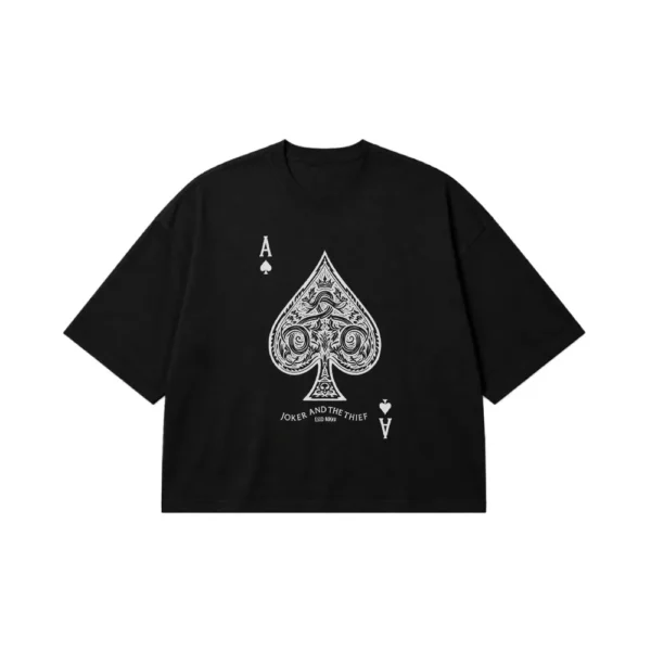 تیشرت باکسی ورق آس پیک طرح وینتیج تزئینی (Ace of Spades) کد po3743