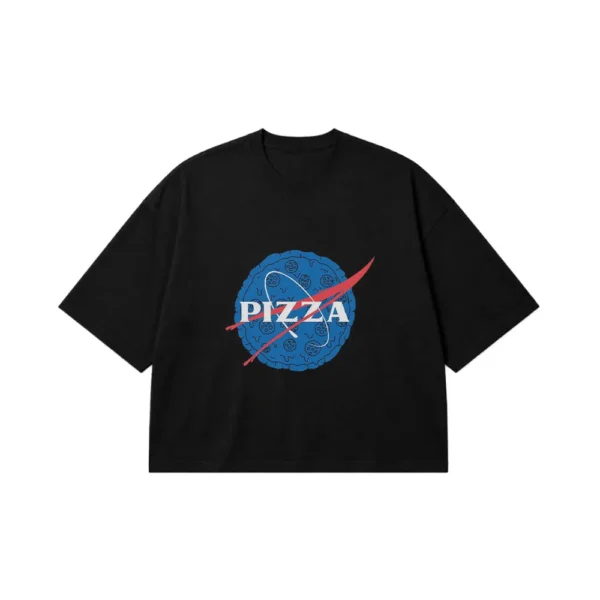 تیشرت باکسی فضایی طرح لوگوی پیتزا به سبک ناسا (NASA Pizza) کد po3765