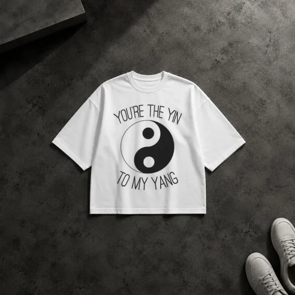 تیشرت باکسی یین یانگ نوشته You're the Yin to My Yang کد po378