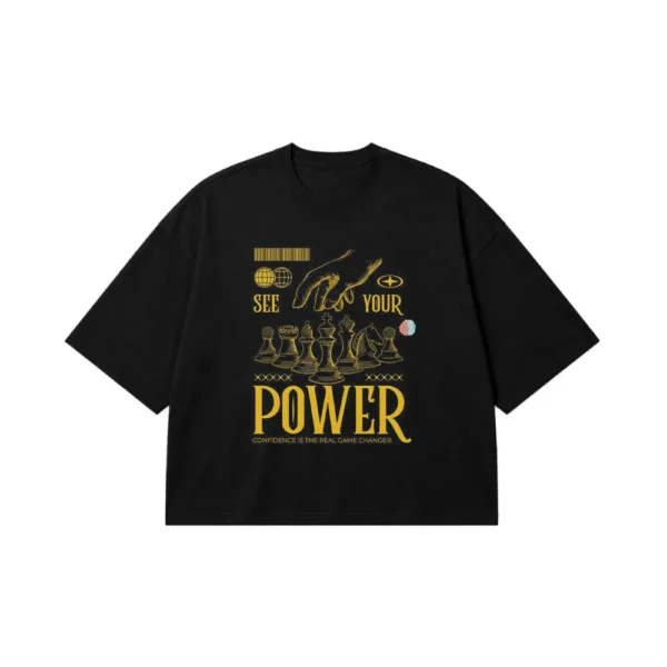 تیشرت باکسی انگیزشی شطرنج طرح See Your Power کد po3849