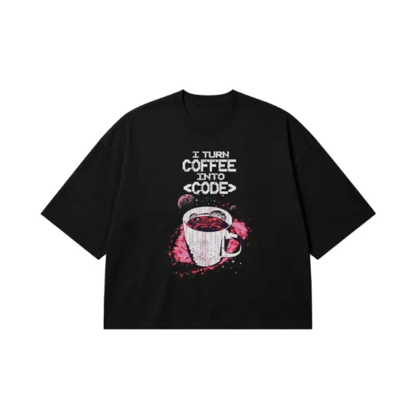تیشرت باکسی برنامه نویسی طرح I Turn Coffee Into Code کد po3910