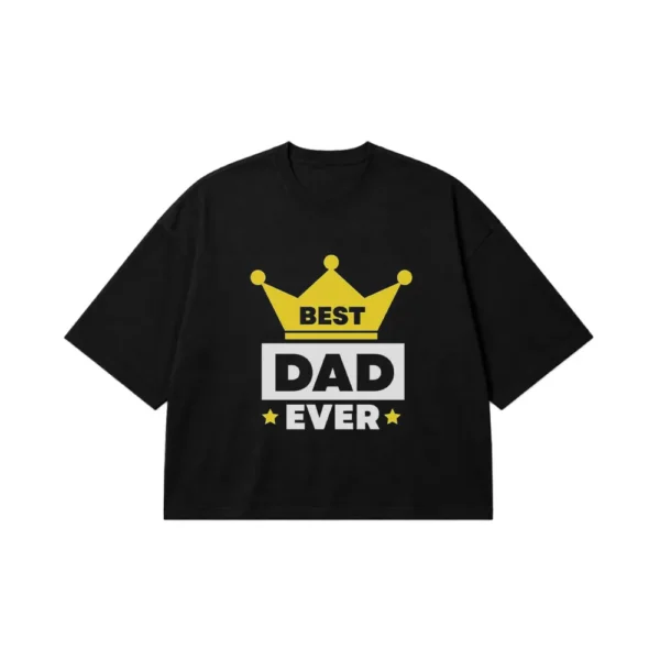 تیشرت باکسی روز پدر طرح Best Dad Ever با تاج کد po3913