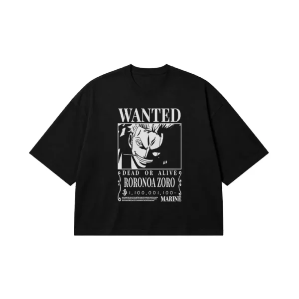 تیشرت باکسی انیمه وان پیس طرح پوستر زورو Wanted کد po3967