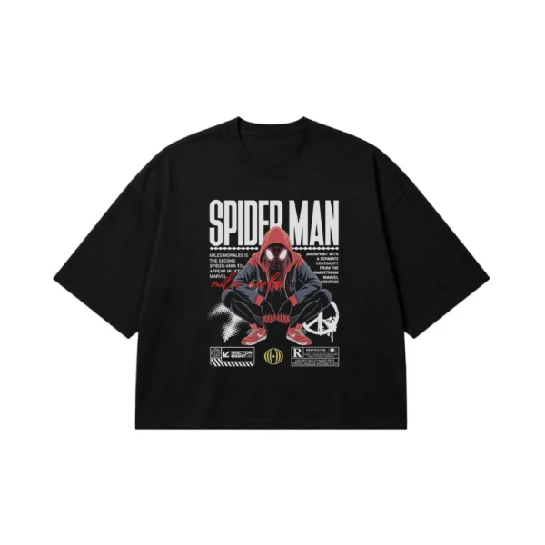 تیشرت باکسی مرد عنکبوتی طرح مایلز مورالز (Miles Morales) کد po4017